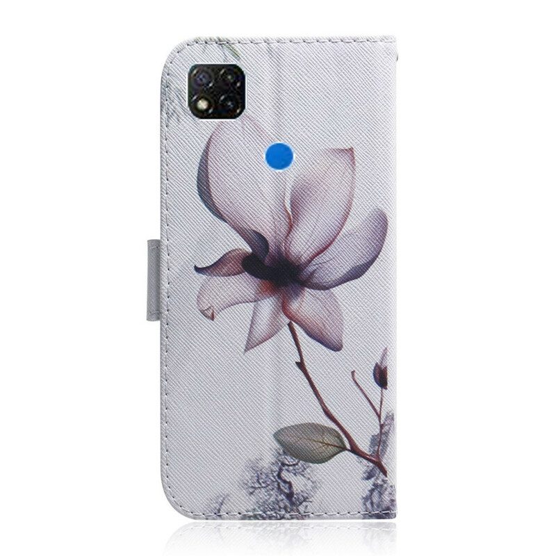 Folio-hoesje voor Xiaomi Redmi 9C Bloem Stoffig Roze