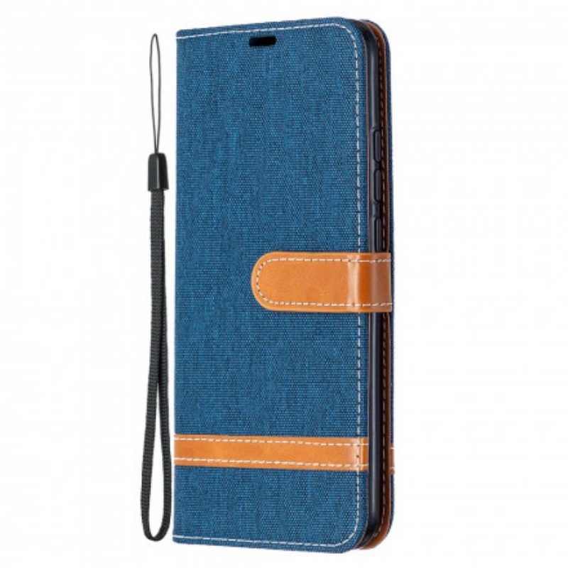 Folio-hoesje voor Xiaomi Redmi 9C Met Ketting Band Van Stof En Leereffect