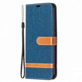 Folio-hoesje voor Xiaomi Redmi 9C Met Ketting Band Van Stof En Leereffect