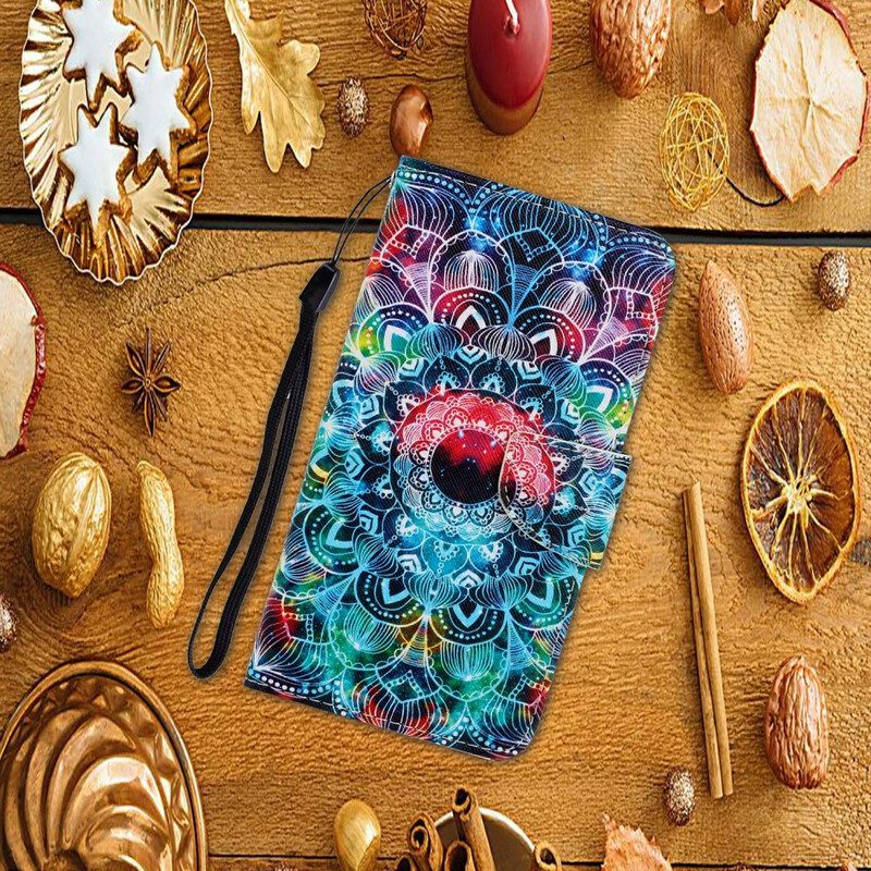 Folio-hoesje voor Xiaomi Redmi 9C Met Ketting Flitsende Strappy Mandala