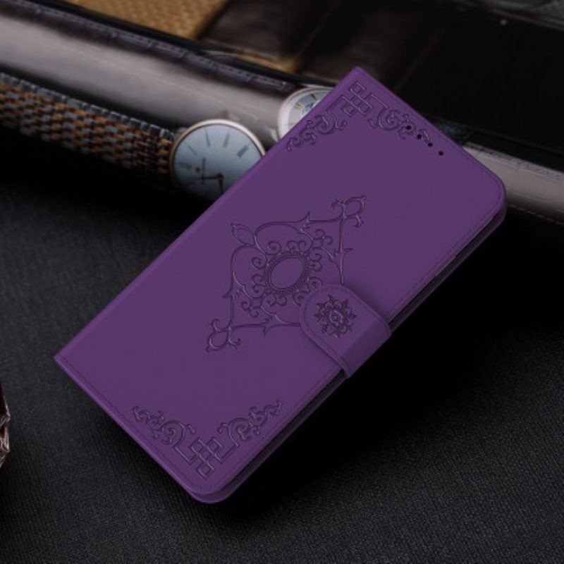 Folio-hoesje voor Xiaomi Redmi 9C Met Ketting Strappy Barokke Bloem