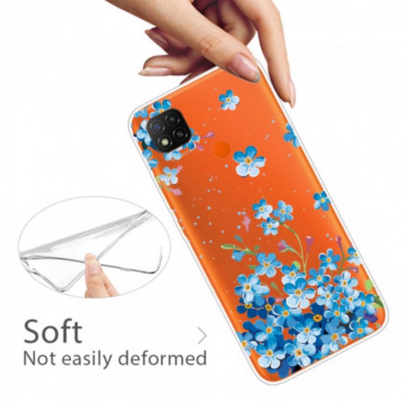 Hoesje voor Xiaomi Redmi 9C Boeket Van Blauwe Bloemen