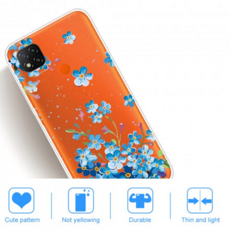 Hoesje voor Xiaomi Redmi 9C Boeket Van Blauwe Bloemen