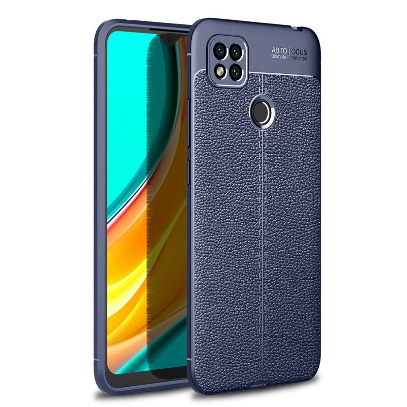 Hoesje voor Xiaomi Redmi 9C Dubbellijnig Litchi-leereffect