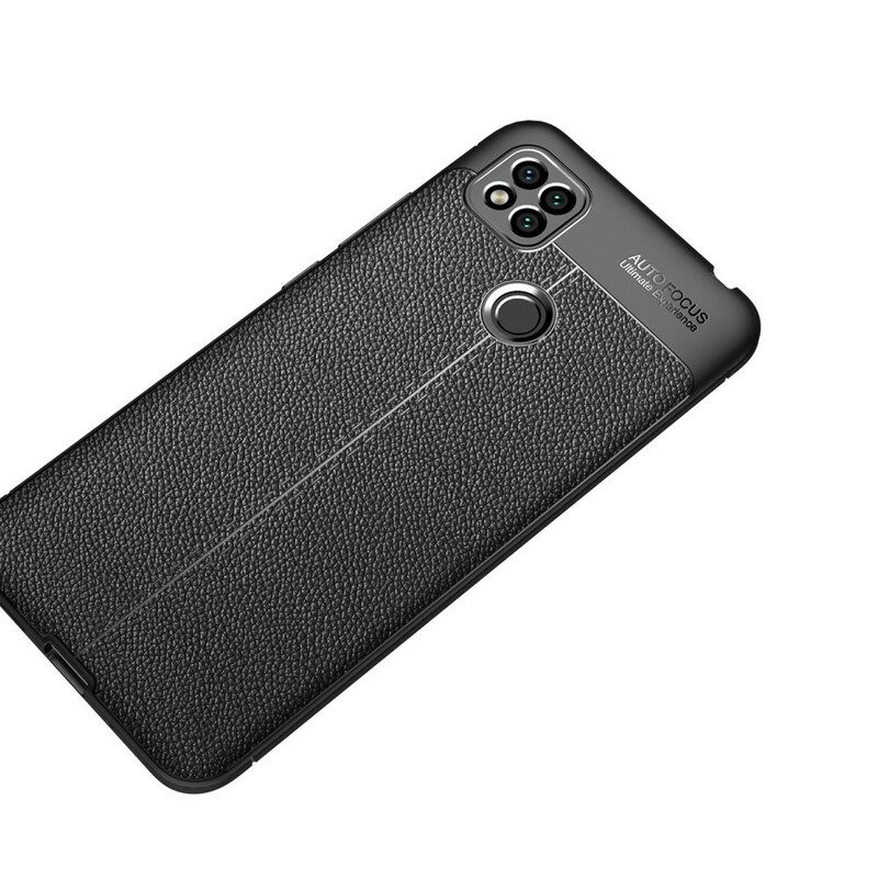 Hoesje voor Xiaomi Redmi 9C Dubbellijnig Litchi-leereffect