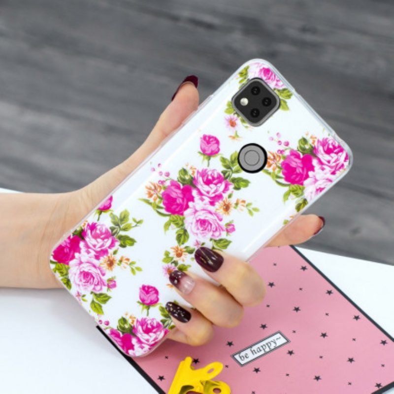 Hoesje voor Xiaomi Redmi 9C Fluorescerende Vrijheidsbloemen