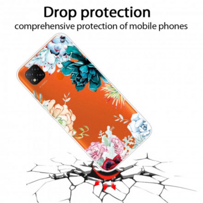 Hoesje voor Xiaomi Redmi 9C Naadloze Aquarel Bloemen