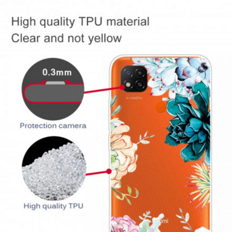 Hoesje voor Xiaomi Redmi 9C Naadloze Aquarel Bloemen