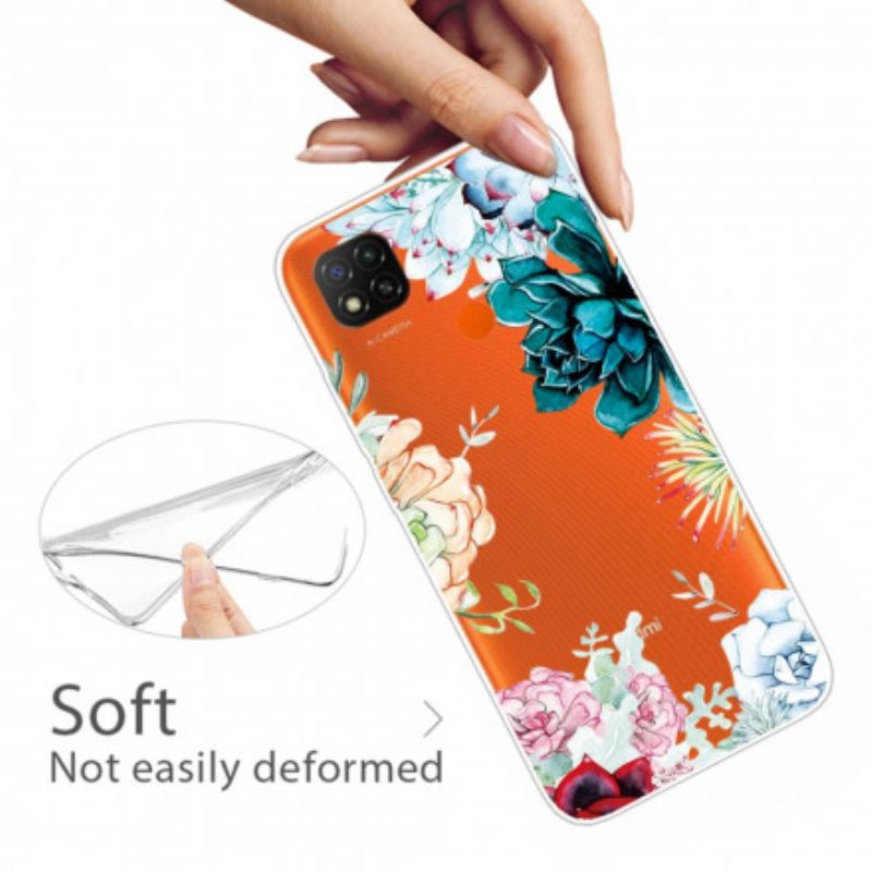 Hoesje voor Xiaomi Redmi 9C Naadloze Aquarel Bloemen