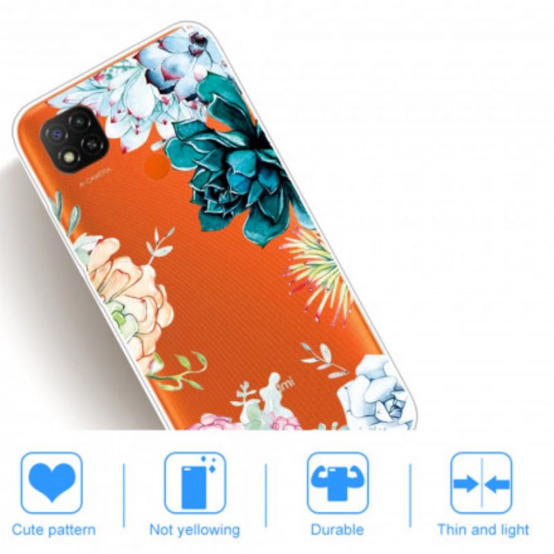 Hoesje voor Xiaomi Redmi 9C Naadloze Aquarel Bloemen