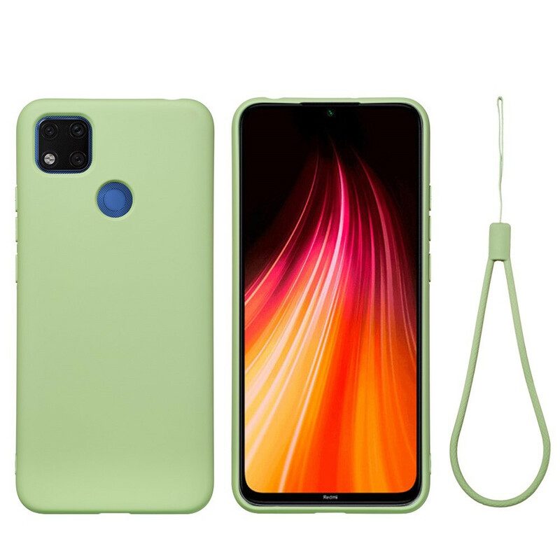 Hoesje voor Xiaomi Redmi 9C Vloeibare Siliconen Met Sleutelkoord