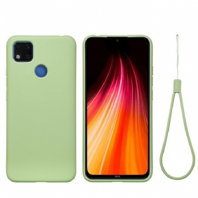 Hoesje voor Xiaomi Redmi 9C Vloeibare Siliconen Met Sleutelkoord