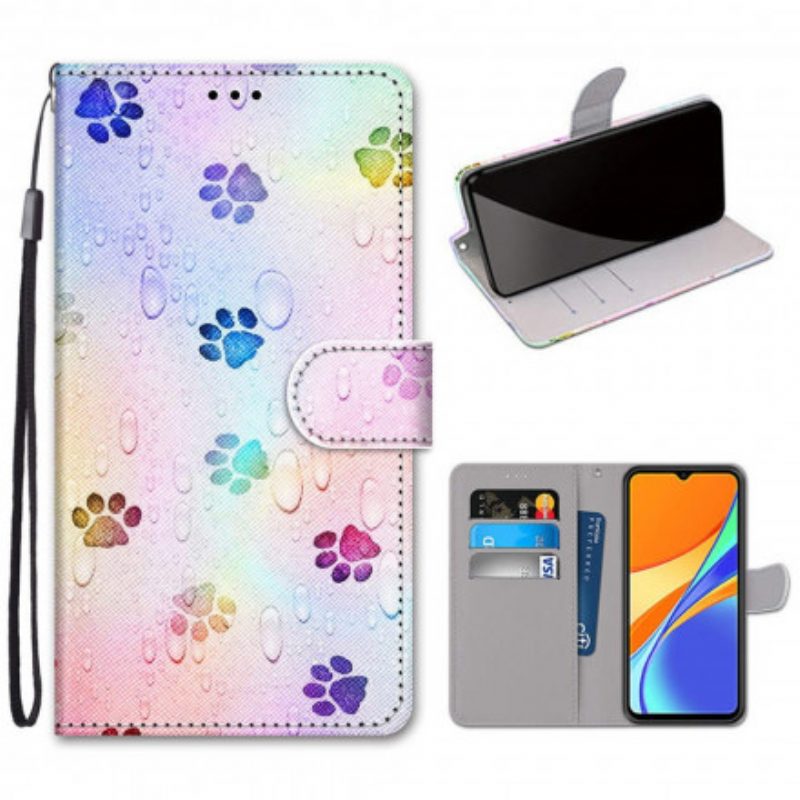 Leren Hoesje voor Xiaomi Redmi 9C Kattensporen