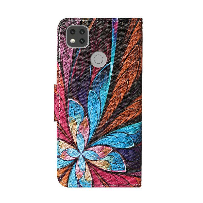 Leren Hoesje voor Xiaomi Redmi 9C Pauw Bloem