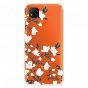 Telefoonhoesje voor Xiaomi Redmi 9C Witte Bloemen