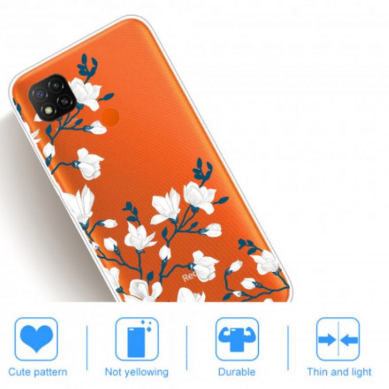 Telefoonhoesje voor Xiaomi Redmi 9C Witte Bloemen