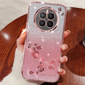 Cover Hoesje Realme 12 Pro / 12 Pro Plus Telefoonhoesje Bloemen En Strasssteentjes