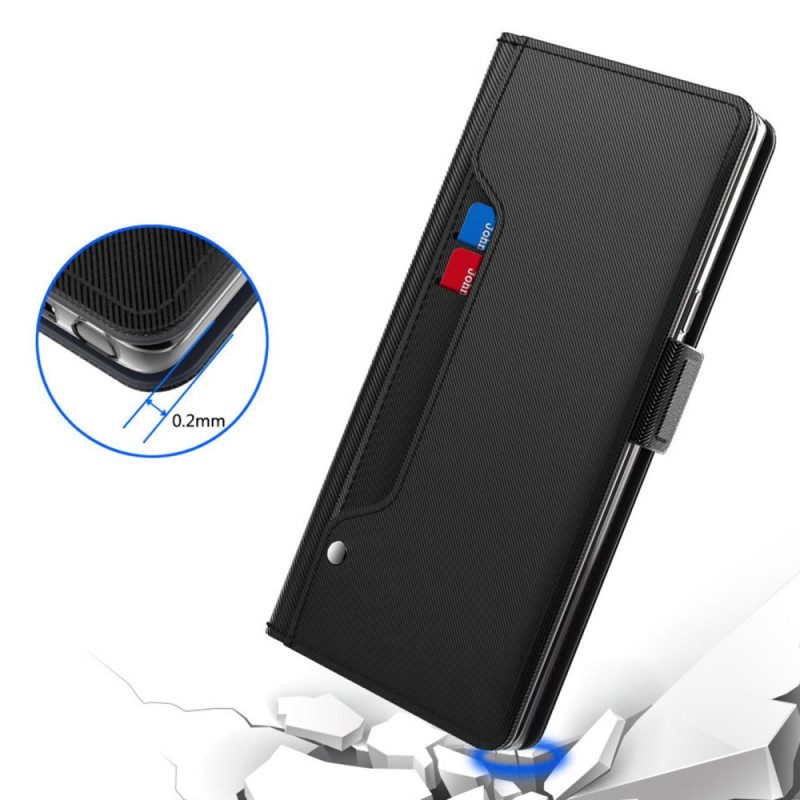 Flip Case Leren Realme 12 Pro / 12 Pro Plus Spiegel- En Voorkaarthouder