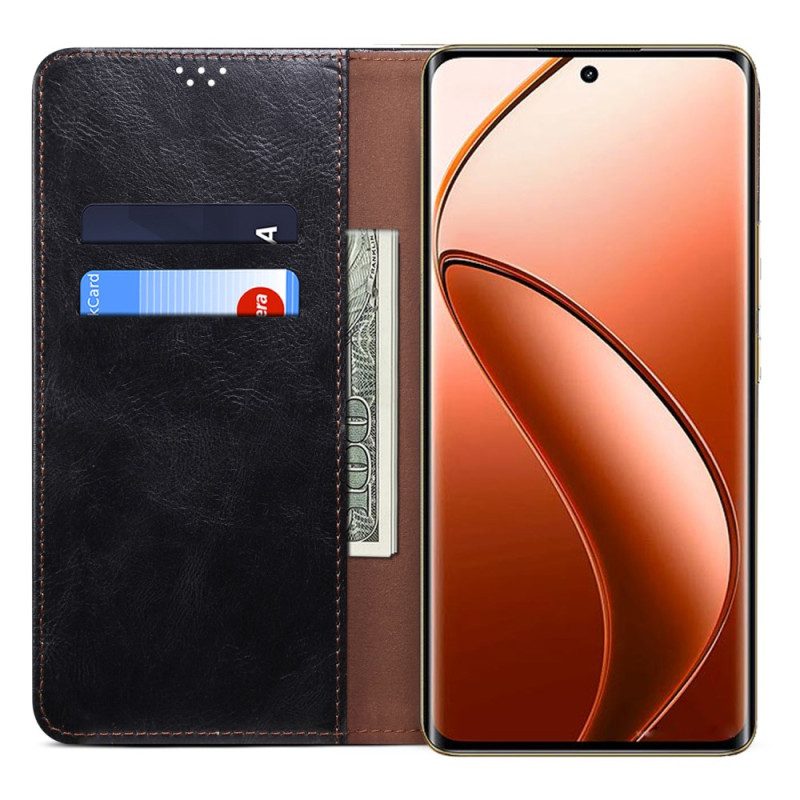 Folio-hoesje Realme 12 Pro / 12 Pro Plus Gewaxt Imitatieleer Bescherming Hoesje