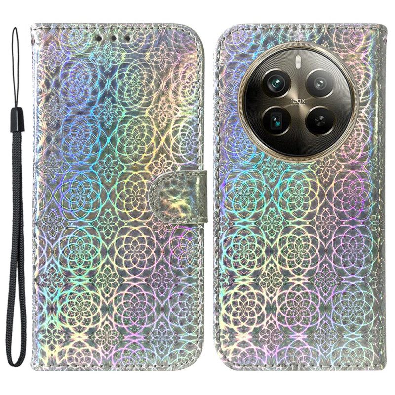 Leren Hoesje Realme 12 Pro / 12 Pro Plus Disco-stijl Met Bandjes