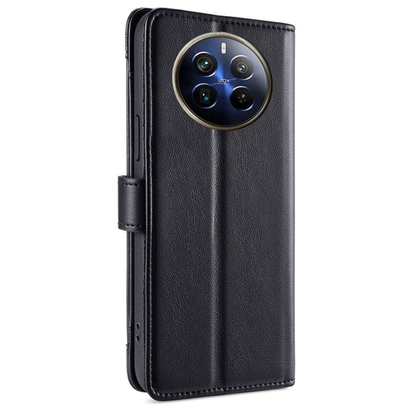 Leren Hoesje Realme 12 Pro / 12 Pro Plus Portemonnee Met Band En Schouderband Bescherming Hoesje