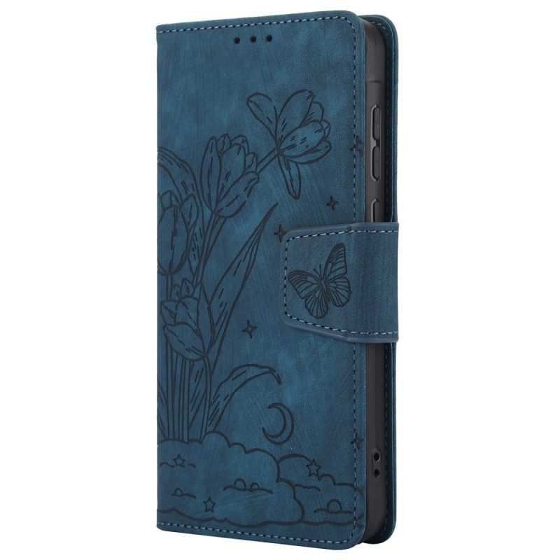 Leren Hoesje Voor Realme 12 Pro / 12 Pro Plus Bandje Met Bloemenprint