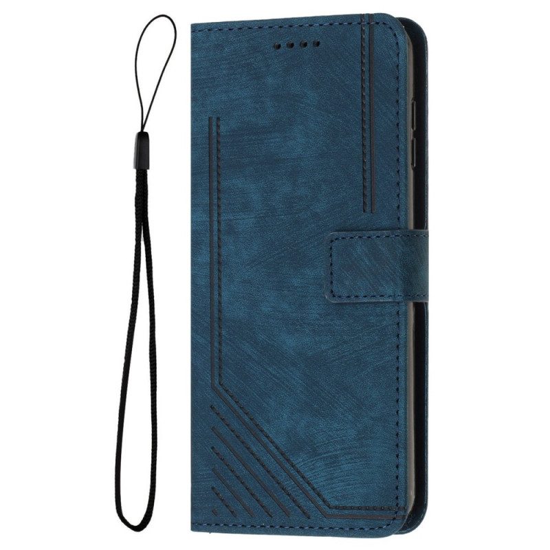 Leren Hoesje Voor Realme 12 Pro / 12 Pro Plus Geometrische Riemlijnen