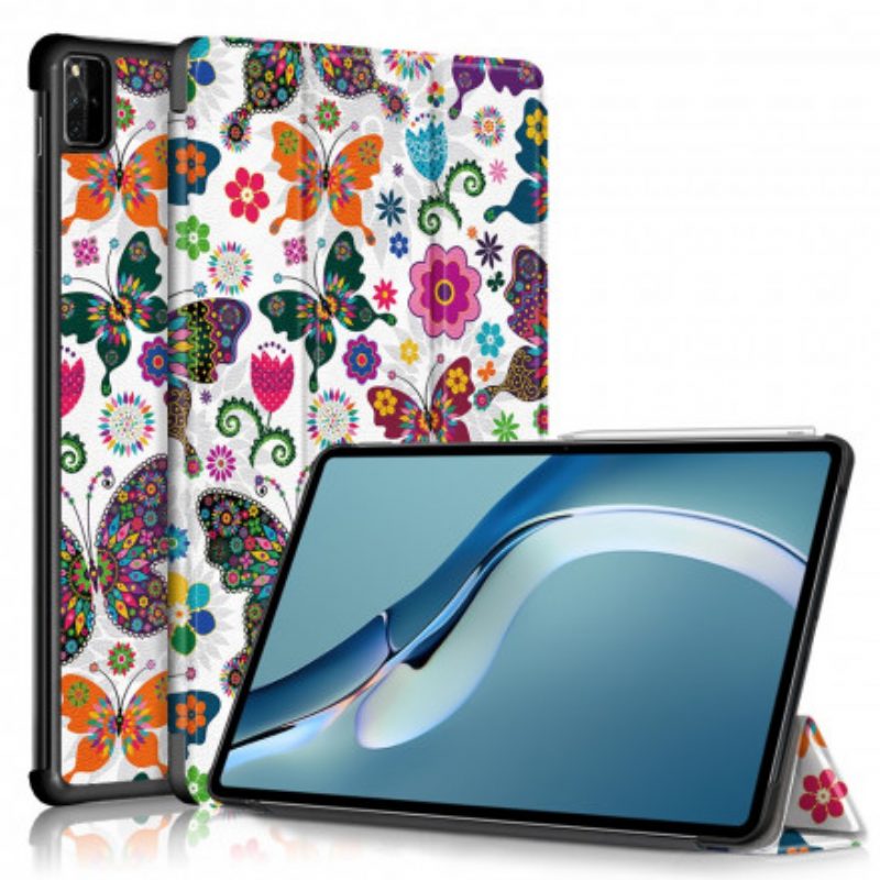 Bescherming Hoesje voor Huawei MatePad Pro 12.6 (2021) Verbeterde Retro Vlinders En Bloemen