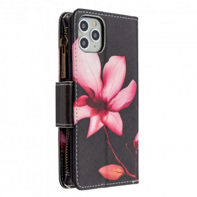 Flip Case voor iPhone 11 Pro Max Bloemzak Met Ritssluiting