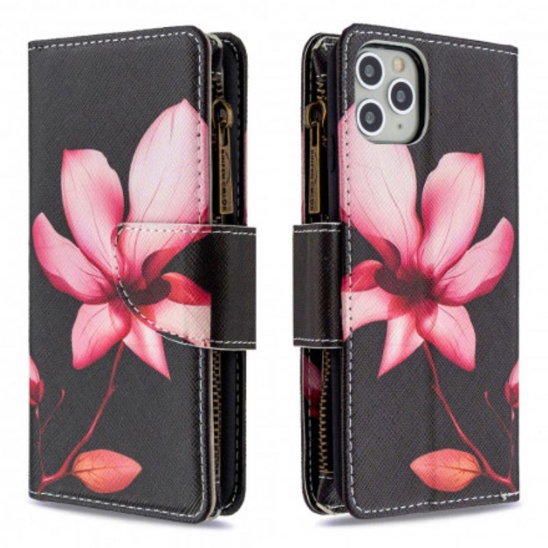 Flip Case voor iPhone 11 Pro Max Bloemzak Met Ritssluiting