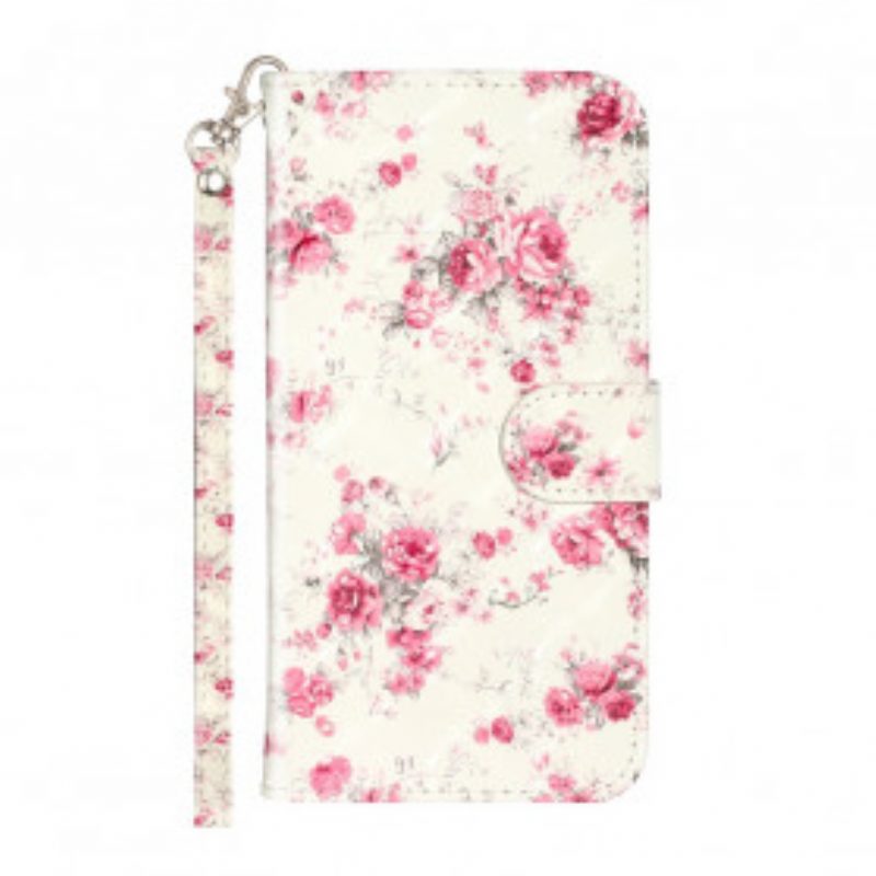 Folio-hoesje voor iPhone 11 Pro Max Met Ketting Band Lichtvlek Bloemen