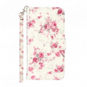 Folio-hoesje voor iPhone 11 Pro Max Met Ketting Band Lichtvlek Bloemen