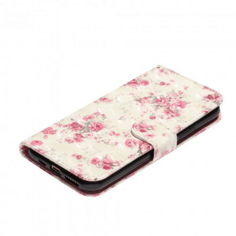 Folio-hoesje voor iPhone 11 Pro Max Met Ketting Band Lichtvlek Bloemen