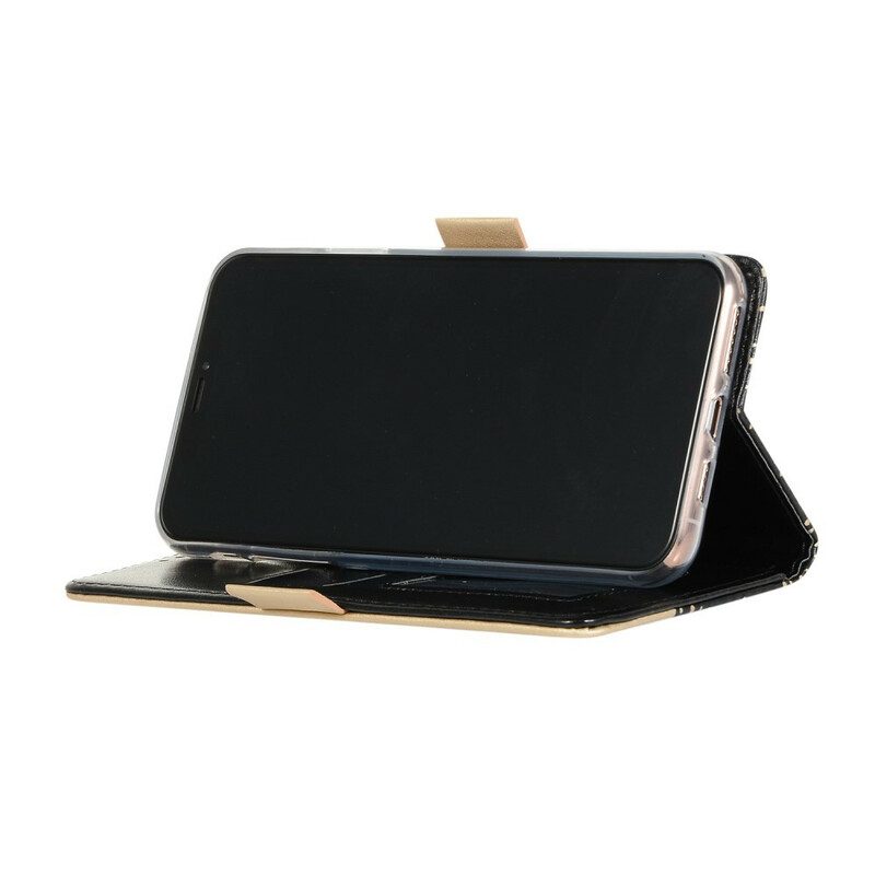 Folio-hoesje voor iPhone 11 Pro Max Met Ketting Portemonnee Met Kanten Riem