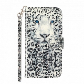 Folio-hoesje voor iPhone 11 Pro Max Met Ketting Tiger Light Strap-schijnwerpers