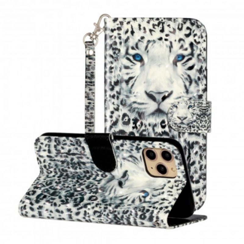 Folio-hoesje voor iPhone 11 Pro Max Met Ketting Tiger Light Strap-schijnwerpers