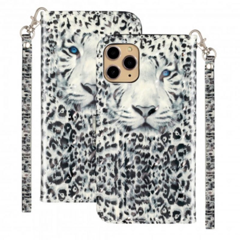 Folio-hoesje voor iPhone 11 Pro Max Met Ketting Tiger Light Strap-schijnwerpers