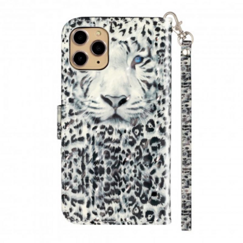 Folio-hoesje voor iPhone 11 Pro Max Met Ketting Tiger Light Strap-schijnwerpers