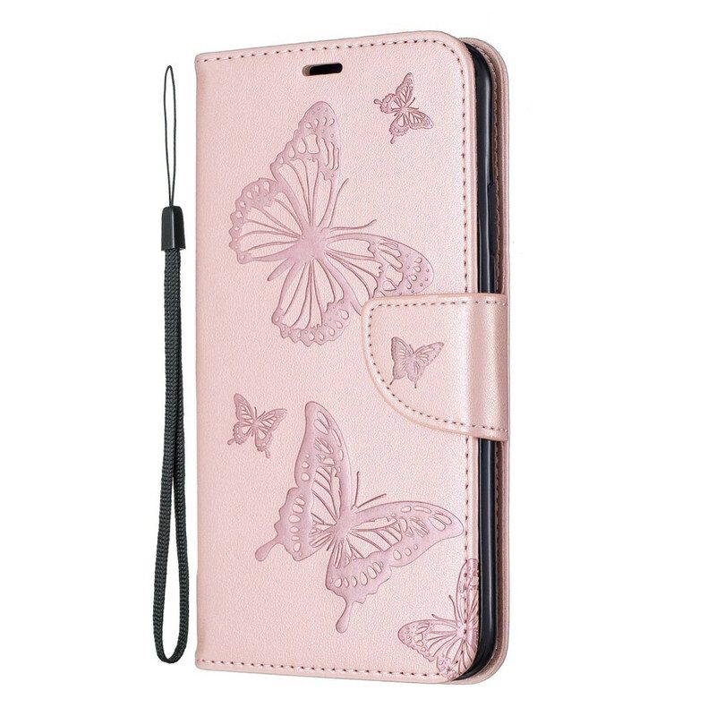 Folio-hoesje voor iPhone 11 Pro Max Met Ketting Vlinders Bedrukte Strappy