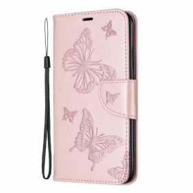 Folio-hoesje voor iPhone 11 Pro Max Met Ketting Vlinders Bedrukte Strappy