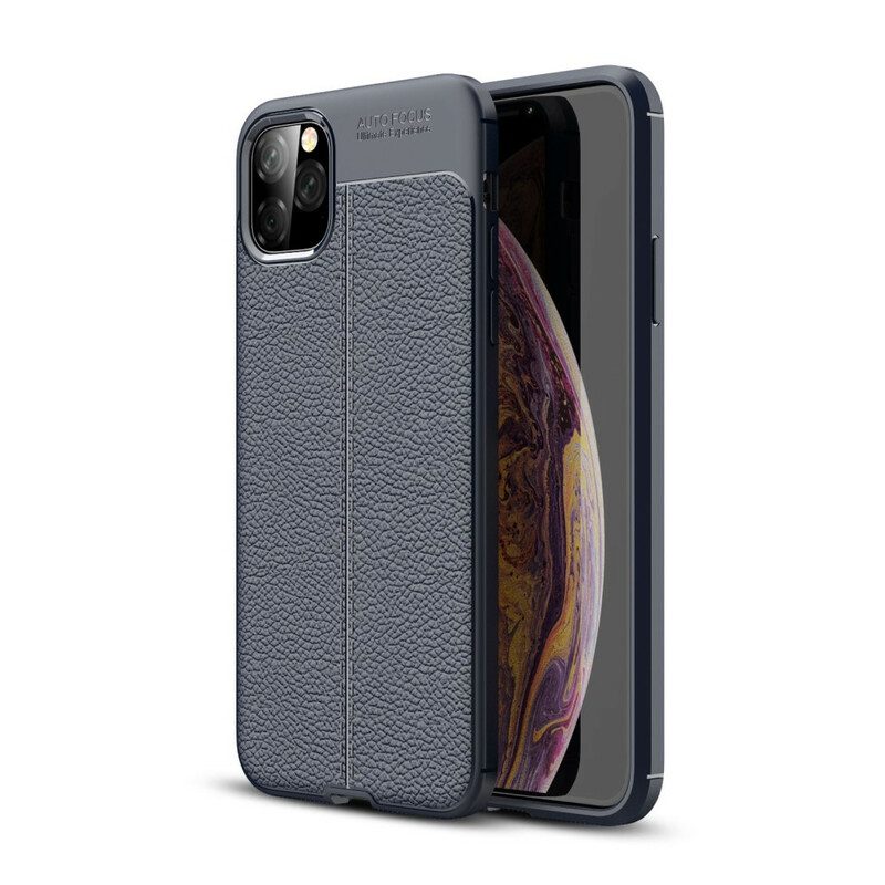 Hoesje voor iPhone 11 Pro Max Dubbellijnig Litchi-leereffect