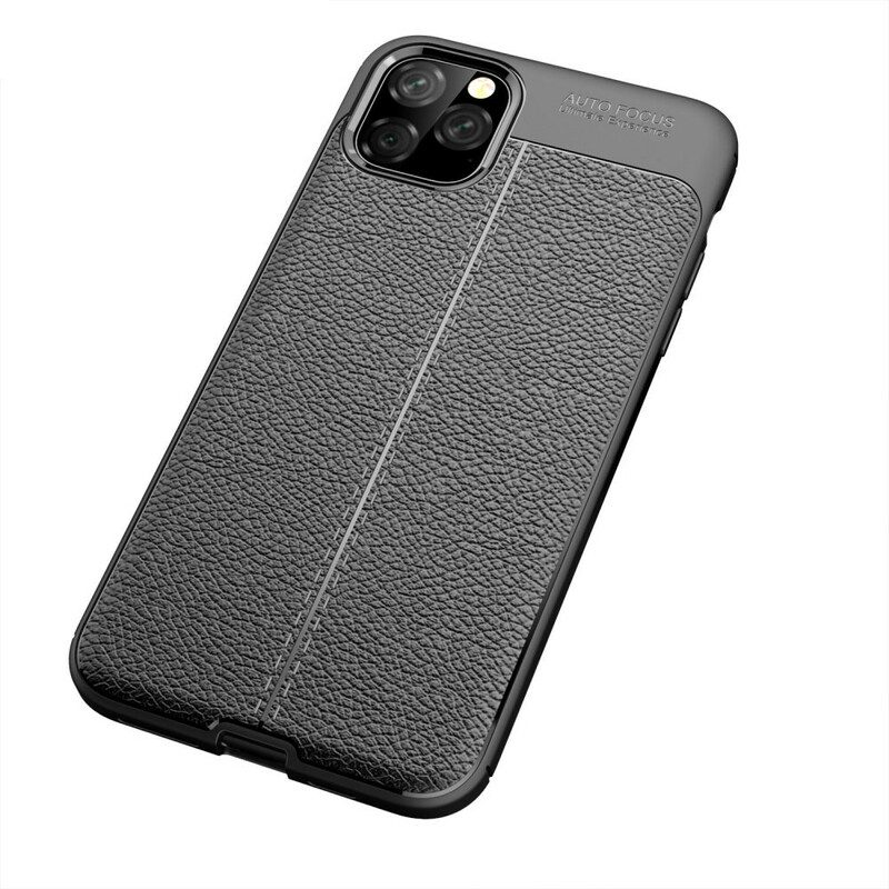 Hoesje voor iPhone 11 Pro Max Dubbellijnig Litchi-leereffect