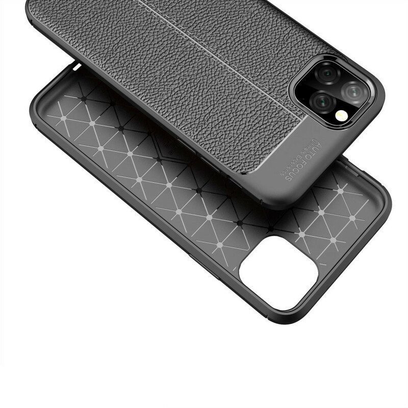 Hoesje voor iPhone 11 Pro Max Dubbellijnig Litchi-leereffect