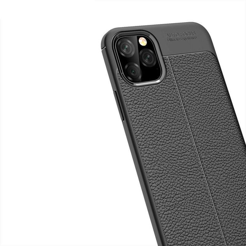 Hoesje voor iPhone 11 Pro Max Dubbellijnig Litchi-leereffect