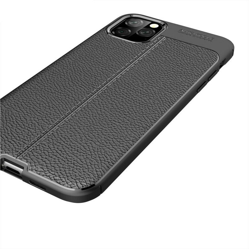 Hoesje voor iPhone 11 Pro Max Dubbellijnig Litchi-leereffect