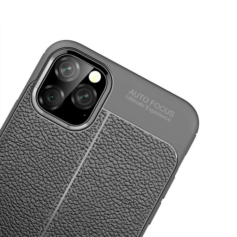 Hoesje voor iPhone 11 Pro Max Dubbellijnig Litchi-leereffect