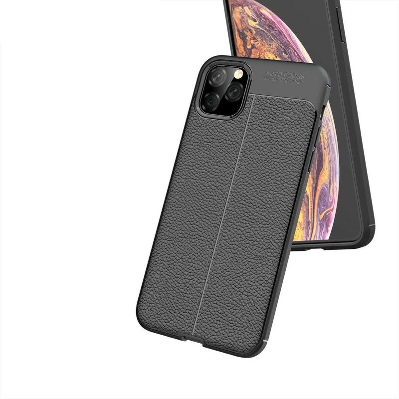 Hoesje voor iPhone 11 Pro Max Dubbellijnig Litchi-leereffect