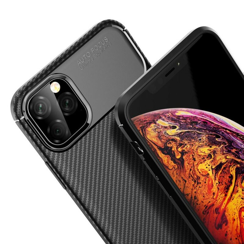 Hoesje voor iPhone 11 Pro Max Flexibele Koolstofvezeltextuur