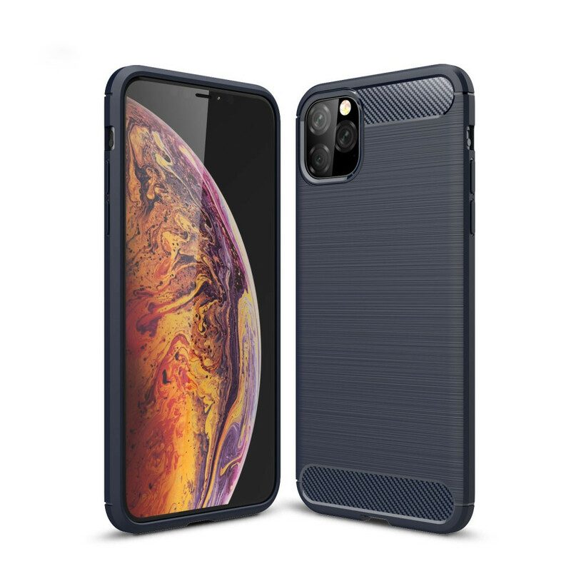 Hoesje voor iPhone 11 Pro Max Geborstelde Koolstofvezel