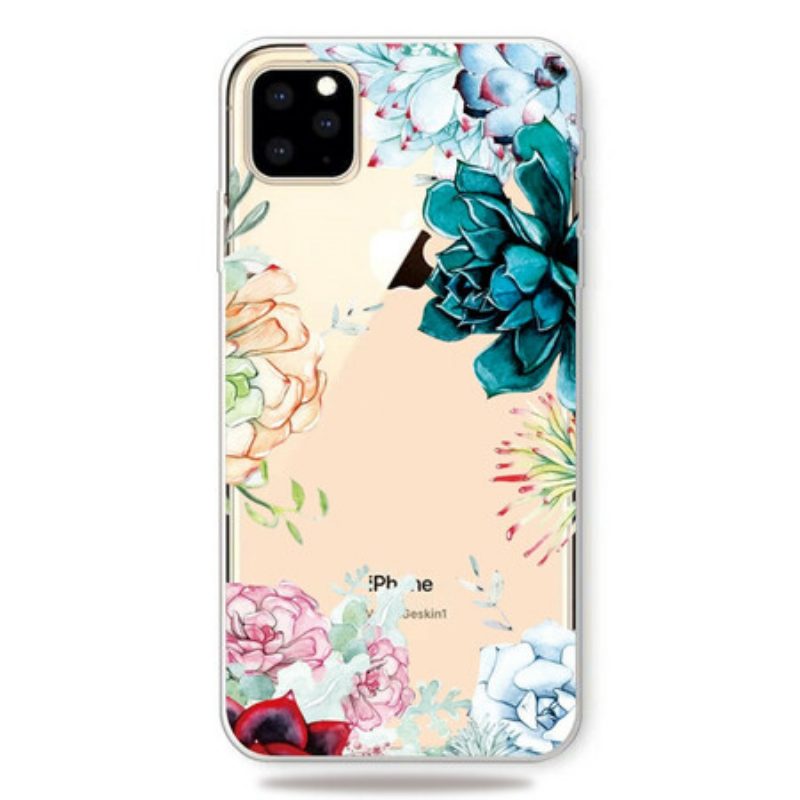 Hoesje voor iPhone 11 Pro Max Naadloze Aquarel Bloemen